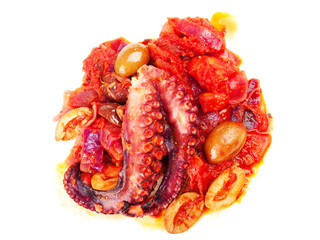 Octopus with tomato sauce and olives