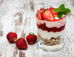 strawberry yogurt with muesli