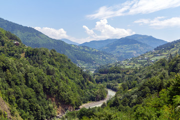 Naklejka na ściany i meble View of the Goderdzi pass. Caucasus Mountains. Georgia