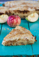 apple pie on wood background