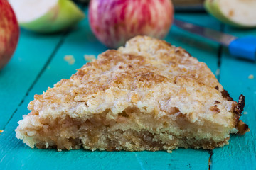 apple pie on wood background