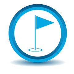 Golf flagstick icon, blue, 3D