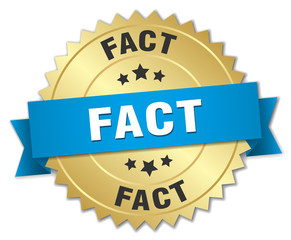 fact 3d gold badge with blue ribbon