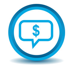 Dollar message icon, blue, 3D