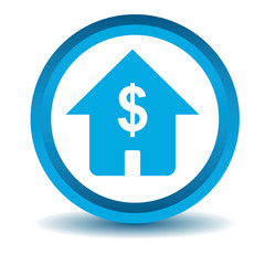 Dollar house icon, blue, 3D