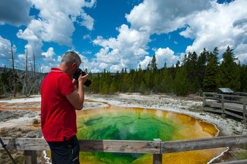The Photographer at Yellowstone National Park - obrazy, fototapety, plakaty