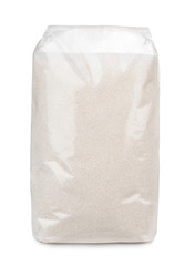 Fototapeta na wymiar Transparent plastic bag of sugar