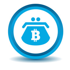 Bitcoin purse icon, blue, 3D