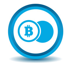 Bitcoin coin icon, blue, 3D