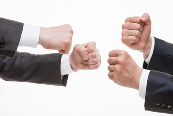 Businessman's hands demonstrating a gesture of a strife