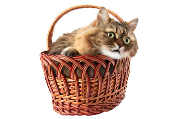 Fototapeta na wymiar Cat in a wicker basket