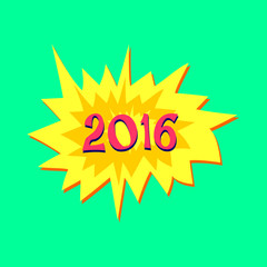 Sticker with text of 2016 year