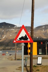 Spitzbergen, Svalbard, Norwegen, Warnschild
