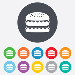 Hamburger icon. Burger food symbol.