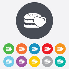 Hamburger icon. Burger food symbol.