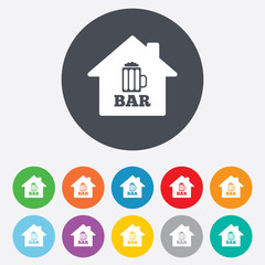 Bar or Pub sign icon. Glass of beer symbol.