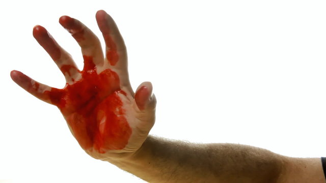 Bloody hand searching for victim