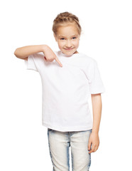 Child in white t-shirt