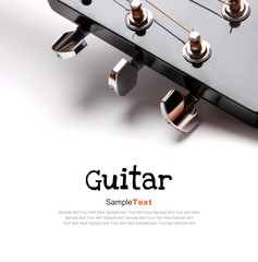 Acoustic guitar head on white background
