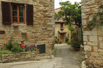 Fototapeta na wymiar beautiful nook in Montefioralle village, borgo near Greve in Ch