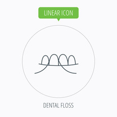 Dental floss icon. Teeth cleaning sign.