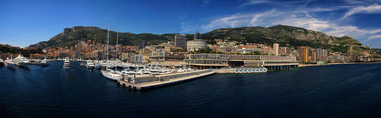 panoramic Cityscape and harbor of Monte Carlo. Principality of M