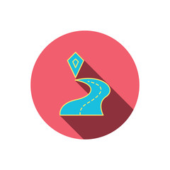 Destination pointer icon. Road location sign.