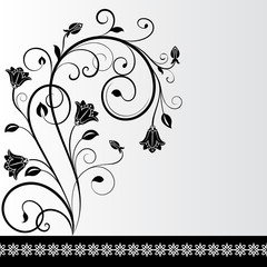 Black and white flower card design with copy space.