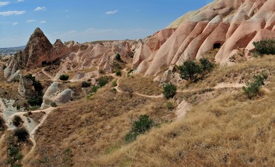 Red Valley and Rose Valley Cave City Valley Panorama in Cappadocia Turkey