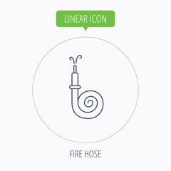 Fire hose reel icon. Firefighters station sign.