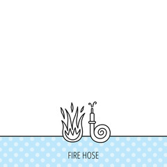 Fire hose reel icon. Firefighters station sign.