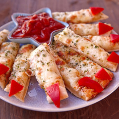 Cheesy Breadsticks Witch Fingers