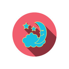 Night or sleep icon. Moon and stars sign.