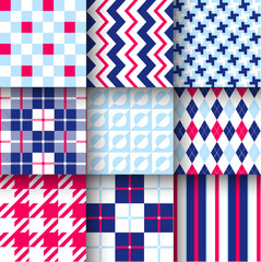 Obraz premium Seamless backgrounds with pattern striped, chess, checkered.