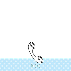 Phone icon. Call sign.