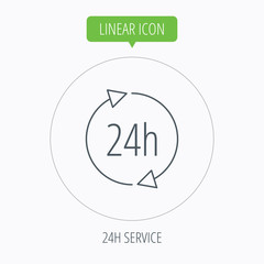 24 hours icon. Customer service sign.