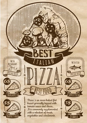 Vector illustration with pizza menu.
