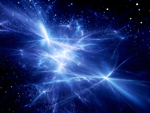 Blue glowing energy field in nebula