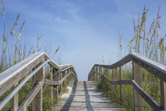 Wooden Boardwalk Path to Summer Fun