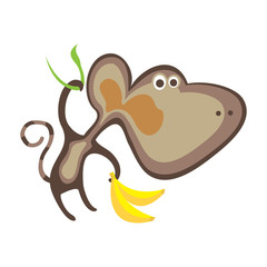 Cartoon funny monkey. Vector illustration.