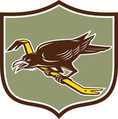 Crow Perching Crowbar Crest Retro