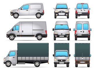 Vector Delivery Vehicles - Profile - Front - Rear view