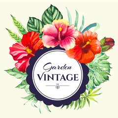 Vector illustration with watercolor flowers.