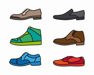 Vector color shoes icon set