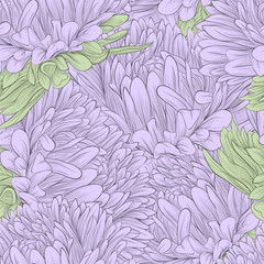 Beautiful seamless background with lilac flowers aster