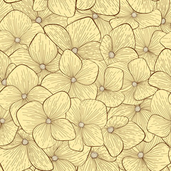 Beautiful seamless pattern with hand-drawn flowers in vintage colors