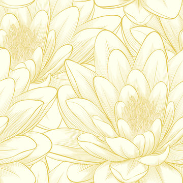 seamless pattern with lotus flowers.