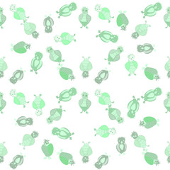 Funny green owl on a white background.Seamless.