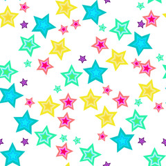 Brightly colored stars. White background.Seamless pattern. - 89955223