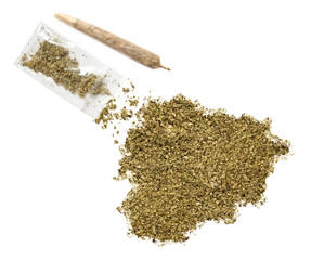 Weed in the shape of Andorra and a joint.(series)